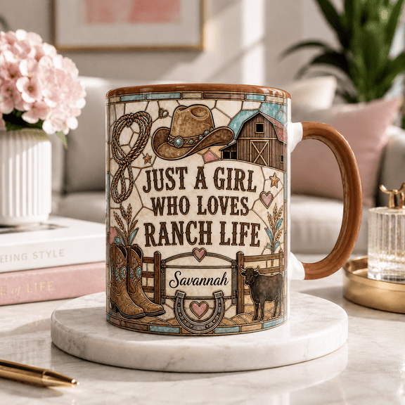 Custom Name Rancher 3D Effect Mug, Personalized Ranch Life Gift for Her
