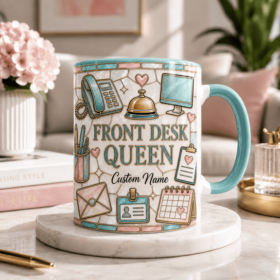 Custom Name Receptionist Mug 3D Effect Front Desk Worker Gift