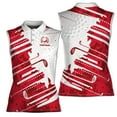 thumbnail image 1 of Custom Name Red Wine Pattern Golf Par Then Bar Women Sleeveless Polo XS-4XL, 1 of 5