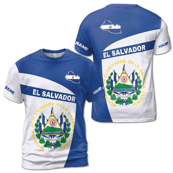 Custom Name Republica De El Salvador Patriotic 3D T-shirt S-5XL