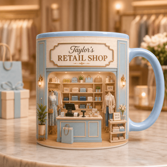 Custom Name Retail Worker 3D Effect Mug, Personalized Retail Shop Gift
