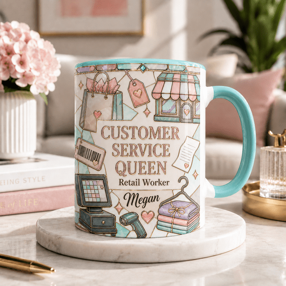 Custom Name Retail Worker 3D Effect Mug, Personalized Store Worker Gift Mug