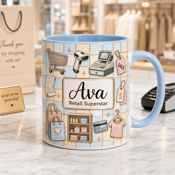 Custom Name Retail Worker 3D Effect Mug, Personalized Store Worker Gift Mug