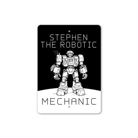 Custom Name Robotics Engineer Mechanic Aluminum Metal Decor Sign - 4x18 inches