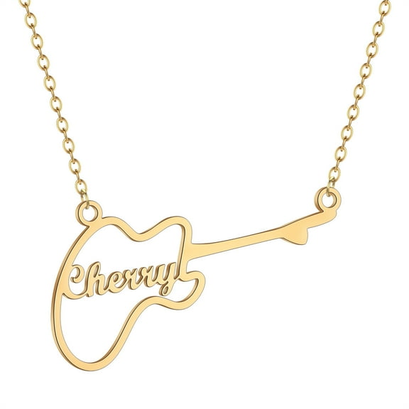 Custom Name Rock Music Guitar Pendant Necklace for Women Men Stainless Steel Customized Musical Chain Choker Gift Jewelry