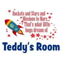 Custom Name Rockets and Stars Space QuoteWall Decal Decoration Mission to Mars Lively Space Space Quotes Decorating Ideas for Child's Bedroom Size: 10 In(W) x 8 In(H)
