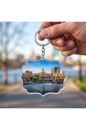 Custom Name Scenic Travel Acrylic Keychain with Skyline or Landmark Design, Landmark Souvenir Keyring and Decorative Bag Charm for Travelers, Trip Memories, Backpacks, Keys or Gift Giving