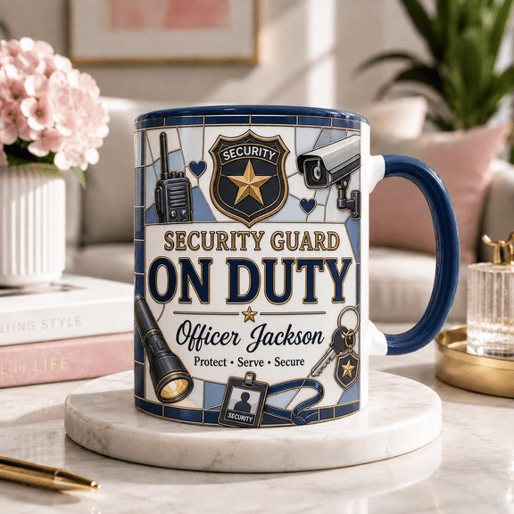 Custom Name Security Guard Mugs, Ceramic Mugs for Personalized Worker Gift