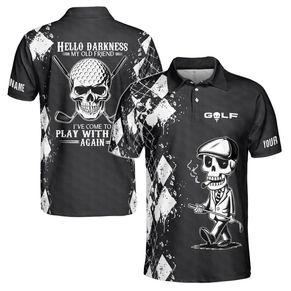 Custom Name Skull Golfer I've Come To Play With You Again Men's Polo S-5XL
