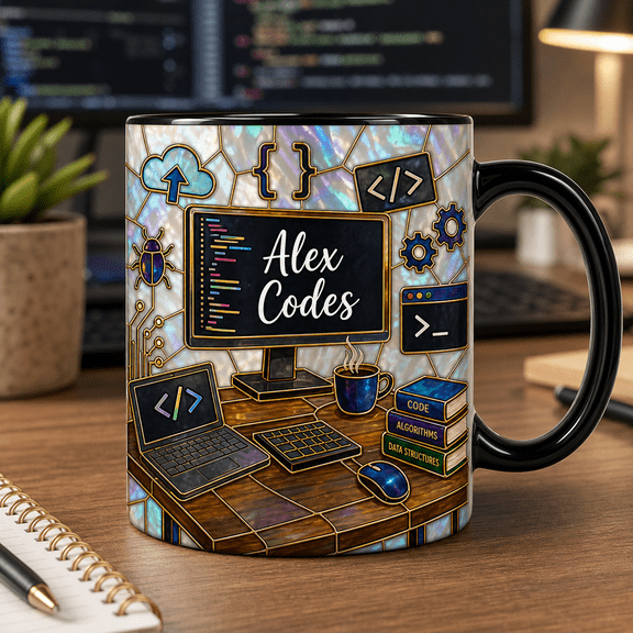 Custom Name Software Developer 3D Effect Mug, Personalized Coding Desk Gift