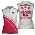 thumbnail image 1 of Custom Name Stay Out Of The Kitchen Play Pickleball Women Sleeveless Polo XS-4XL, 1 of 5