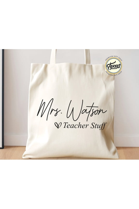 Custom Name Teacher Tote Bag Personalized School Gift