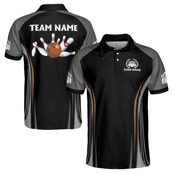 Custom Name, Team Name Bowling Ball Men's Polo Shirt S-5XL