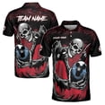 thumbnail image 1 of Custom Name Team Name Horrified Skull Bowling Ball Men's Polo Shirt S-5XL, 1 of 5
