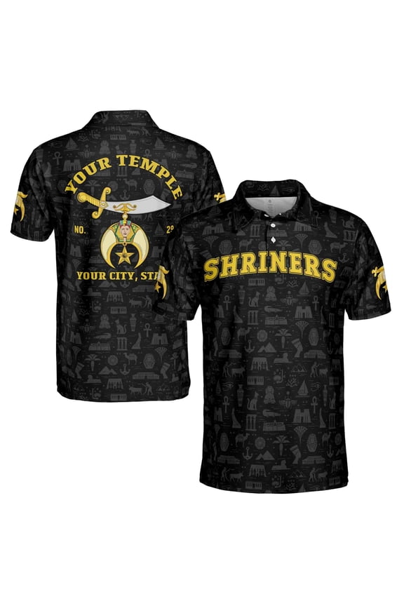 Custom Name Temple Shriners Noble Ancient Egypt Freemason Men's Polo Shirt S-5XL