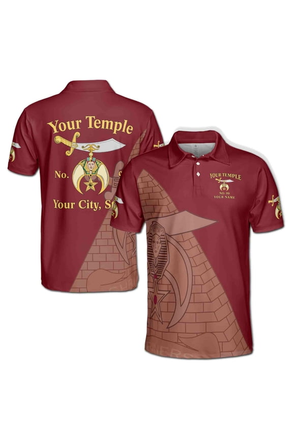 Custom Name Temple Shriners Noble Ancient Men's Polo Shirt S-5XL