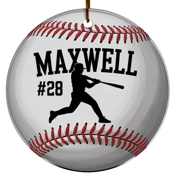 Custom Name Text Baseball Christmas Ornament Gift for Xmas - Number Player Men, Women, Team Coach, Kids - Pride Player Christmas 2025 Sport Gift for Baseball Lovers