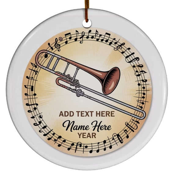 Custom Name Text Trombonist Christmas Ornament 2025 -, Year & Name for Trombone Players and Musicians - Xmas Tree Instrument Gift, Circle Christmas Ornament, Christmas Keepsake