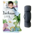 thumbnail image 1 of Custom Name Toddler Nap Mat for Boys Girls-Fun Dinosaur Theme, Personalized Kids Sleeping Bag with Pillow and Blanket Set for Preschool, Daycare, and Kindergarten, Soft & Comfortable and Easy Roll-Up, 1 of 8