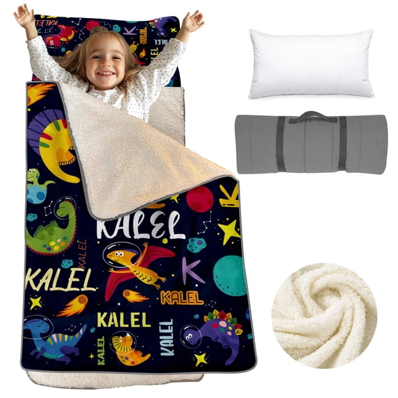Custom Name Toddler Nap Mat with Blanket and Pillow, Great for Preschool and Naptime