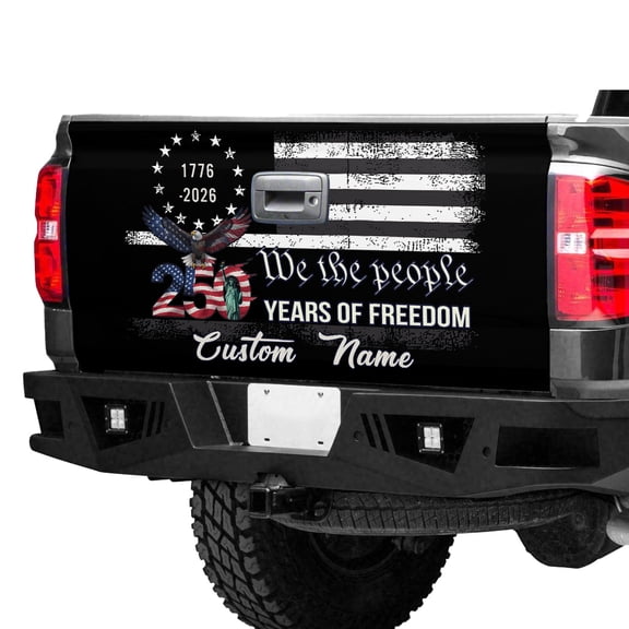 Custom Name USA 250th Anniversary Tailgate Wrap, American Flag 250 Years of Freedom Tailgate Sticker, Patriotic Pickup Truck Wrap