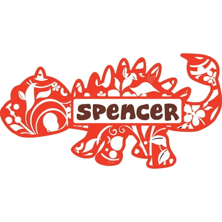 Custom Name Vinyl Wall Decal for Home - Dino DINOSAUR Monster Lizard Cute Wall Bedroom Living Room Entry - Personalized Text Removable High Tact - Size: 12 In x 20 In