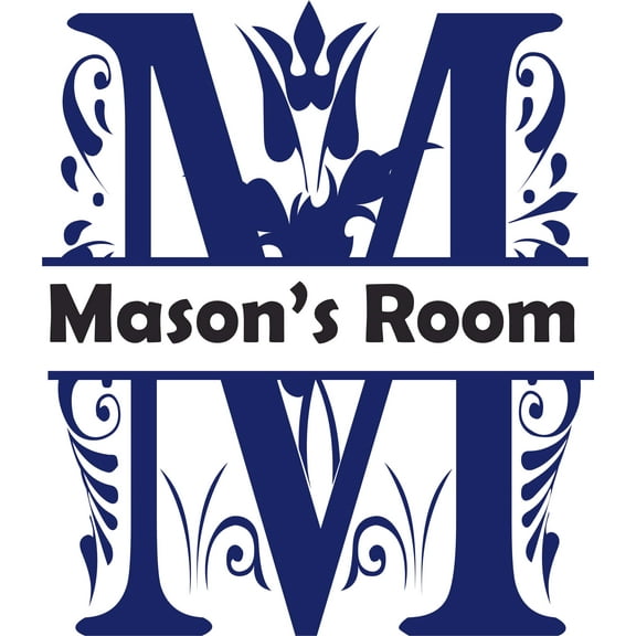 Custom Name Vinyl Wall Decal for Home - Fancy Letters Design Flowers Glamor Cute Wall Décor Bedroom Living Room Entry - Personalized Text Removable High Tact - Size: 20 In x 12 In