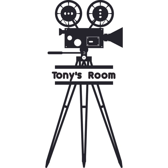 Custom Name Vinyl Wall Decal for Home - Movies Film Reel Movie Camera Cute Wall Décor Bedroom Living Room Entry - Personalized Text Removable High Tact - Size: 40 In x 24 In