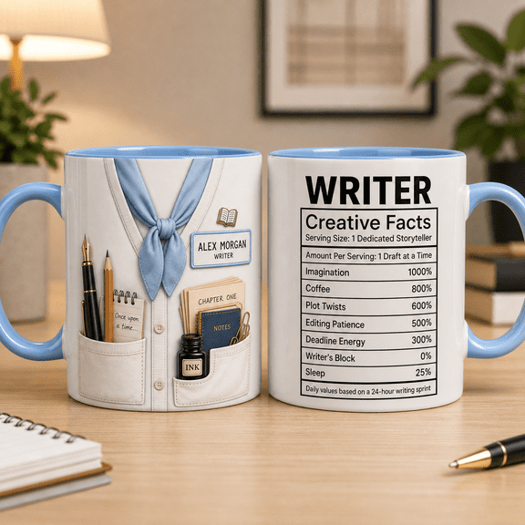 Custom Name Writer Mug 3D Effect Personalized Creative Facts Gift for Authors