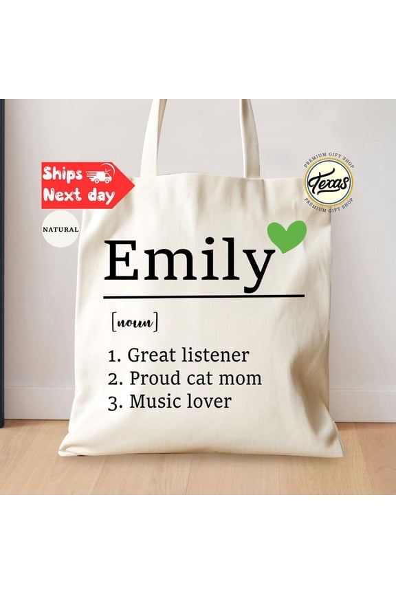 Custom Name and Definition Accent Bag Personalized Tote Bag