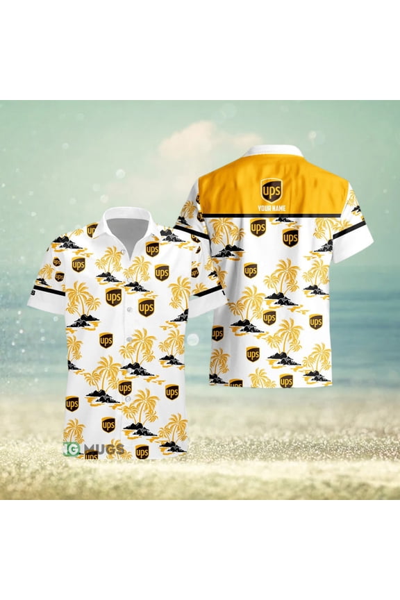 Custom Name ups Style 4 Logo Trademark 3D Hawaiian Shirt For Men And Women Gift