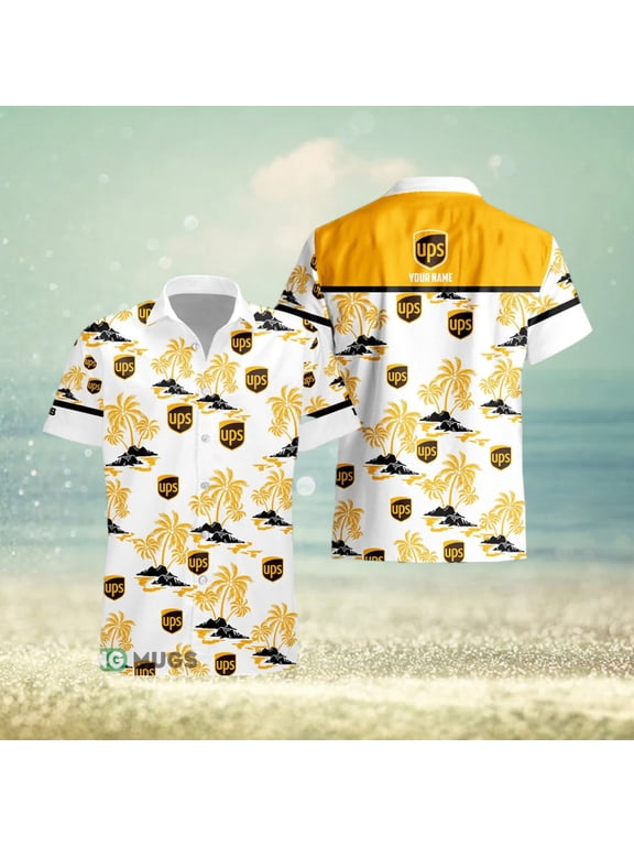 Custom Name ups Style 4 Logo Trademark 3D Hawaiian Shirt For Men And Women Gift