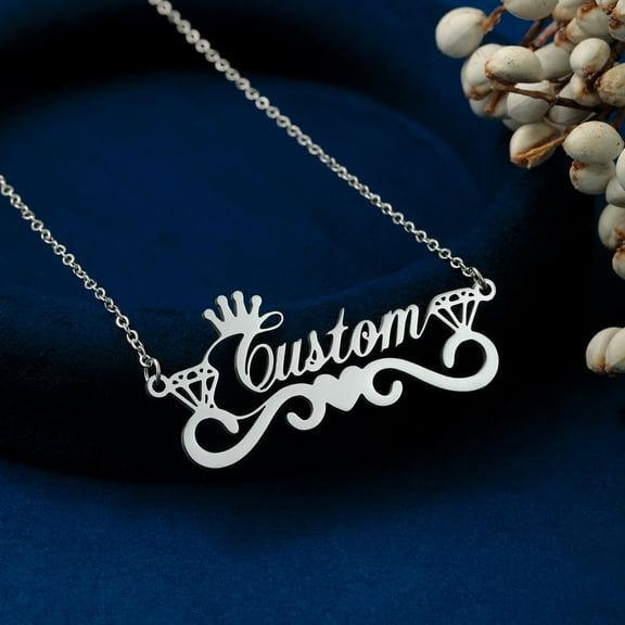 Custom Name with Heart Necklace Stainless Steel Jewelry Personalized Crown Letter Pendant Chains Choker Christmas Gift