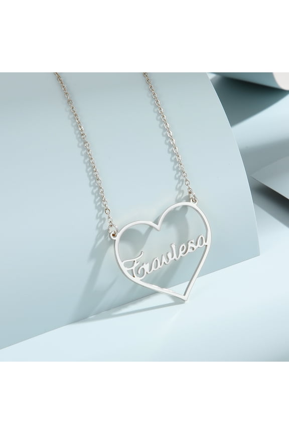 Custom Name with Heart Necklace for Women Stainless Steel Personalized Letter Pendant Chain Choker Jewelry Christmas Gift
