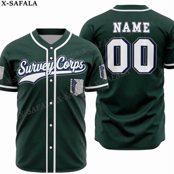 Custom NameNumber Attack On Titan Anime 3D Printed Baseball Jersey Summer Shirt Men's Tops