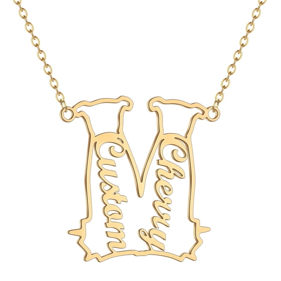 Custom Names Necklace Customized Stainless Steel Pet Couple Dog Cat Animal Pendant Chain Choker Birthday Jewelry Gift