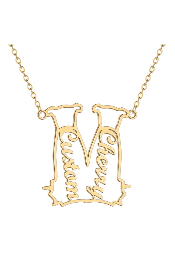 Custom Names Necklace Customized Stainless Steel Pet Couple Dog Cat Animal Pendant Chain Choker Birthday Jewelry Gift