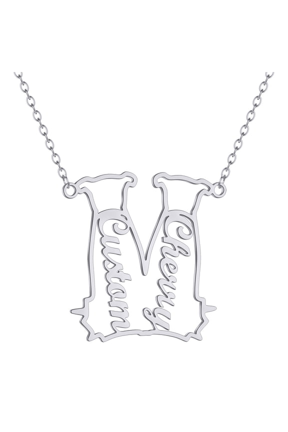 Custom Names Necklace Customized Stainless Steel Pet Couple Dog Cat Animal Pendant Chain Choker Birthday Jewelry Gift