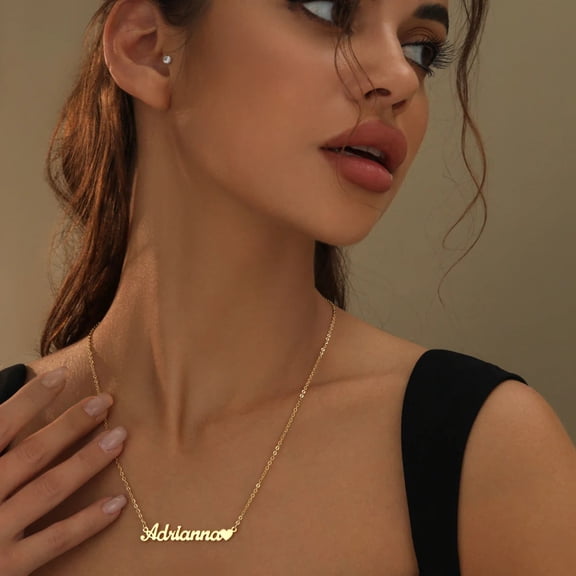 Custom Names Necklaces for Women, Gold Color  14K White Gold Personalized Heart Love Pendant Collar,Gifts for Her