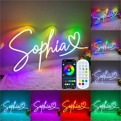 Custom Neon Signs Customizable RGB Changing Remote Control Personalized Led Neon Name Light Signs Wedding Birthday Party Wall Decor$$Tools & Hardware Other