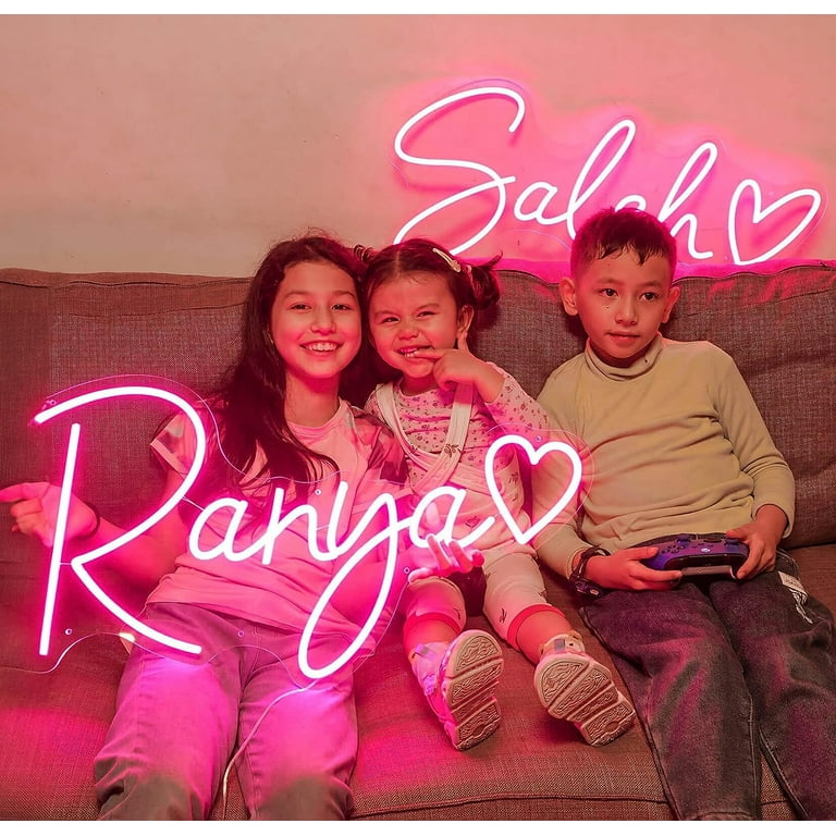 Customized Led Pink Neon Sign Bedroom, LED Lights Custom Neon Sign Bedroom  Wall Decor, Neon Name Sign Unique Wall Decor Light up Led Lamp 