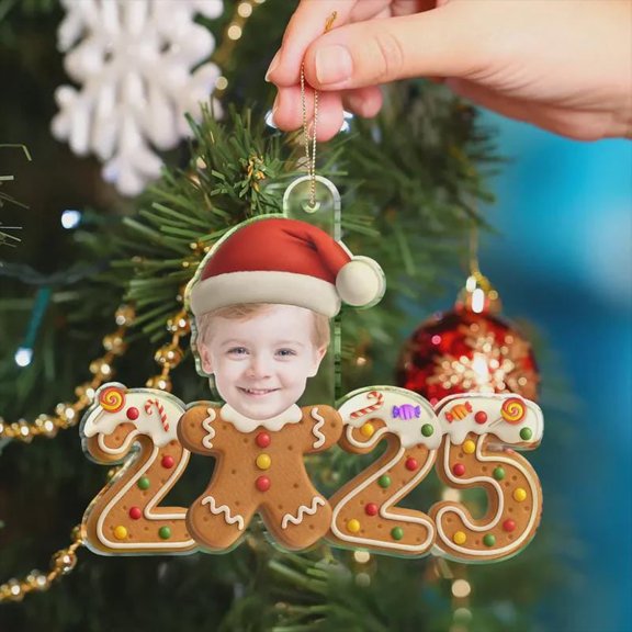Custom Newborn Christmas Ornament, Personalized Baby Picture Acrylic Elf Decoration, Baby's First Christmas