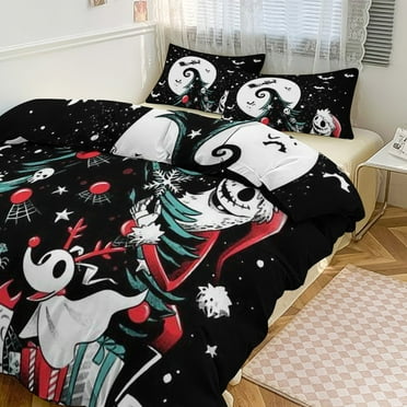 Custom The Nightmare before Christmas Sheets Quilts Bedding Sheet Sets Bedroom Decoration 3-piece Sheet Set Super Soft Comfortable Breathable 1 Sheet 2 Pillowcases 79"x90"