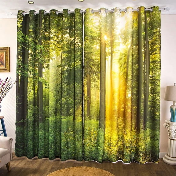 Custom Nordic Scenery Snow Mountain Green Forest Sunset Flowers Hotel Bedroom Living Room Bay Window Blackout Curtain Grommet To