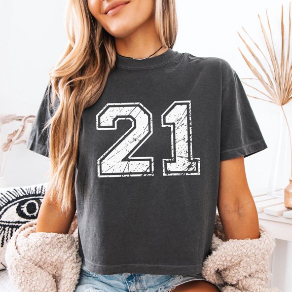 Custom Number Cropped TShirt Varsity Number Shirt Personalized Cropped Varsity Tee Game Da
