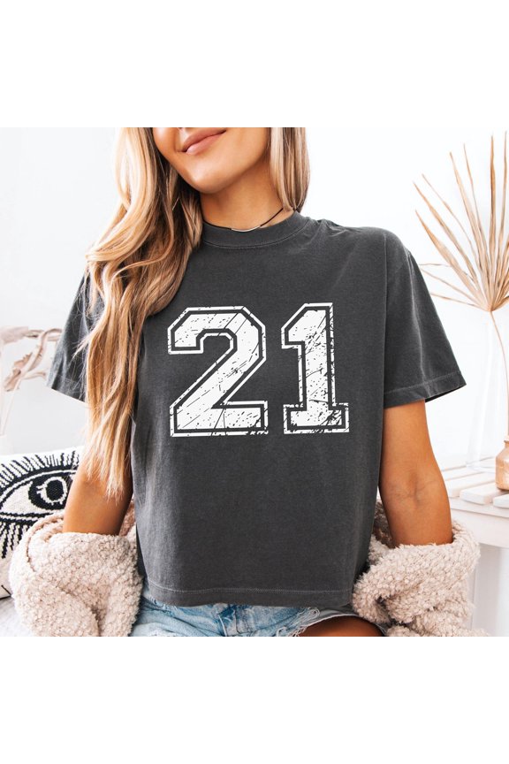 Custom Number Cropped TShirt Varsity Number Shirt Personalized Cropped Varsity Tee Game Da