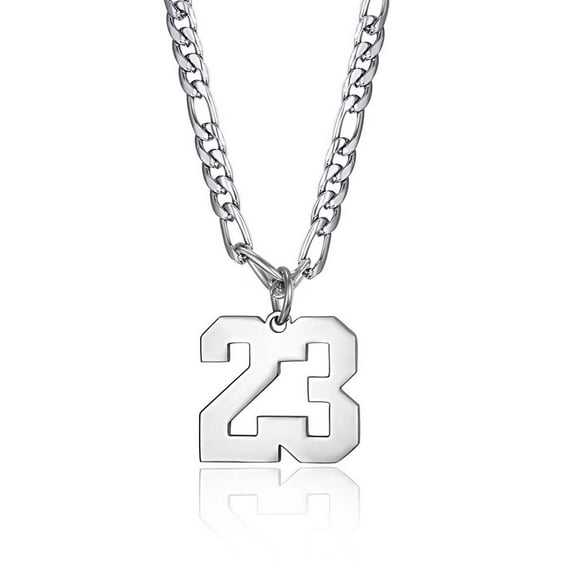 Custom Number Necklace for Men Women Hip Hop Personalised Pendant Necklace,Silver