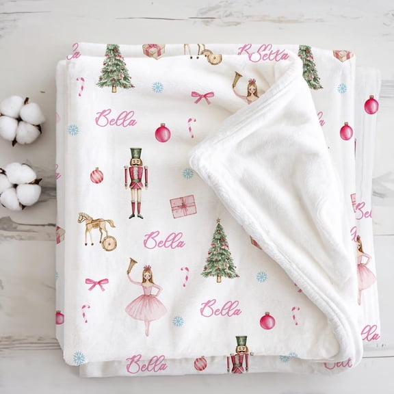 Custom Nutcracker Ballet Christmas Blanket, Personalized Nutcracker Blanket, Nutcracker Lover Gift, Custom Name Blanket