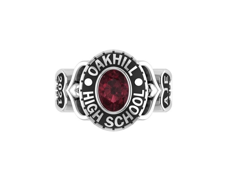 Ruby Graduation Ring Custom Oakhill High School Class Ring Personalized Graduation Year Ruby ...