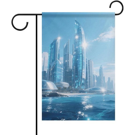 Custom Ocean City Garden Flags for Outside 12x18 Double Sided Weather Resistant Seasonal Welcome Yard Flag with 4 Ties Outdoor Banner Farmhouse Holiday Decoration for All Seasons